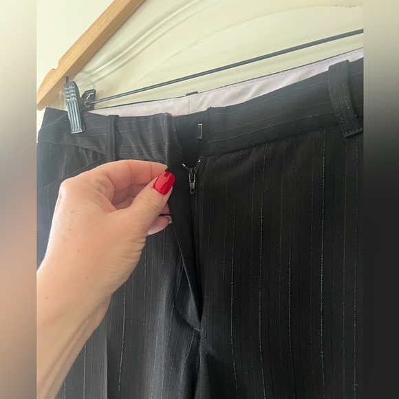 Worthington Black with Pinstripes Dressy Trouser Pants Wide Leg Women’s Size 4 - Picture 4 of 14